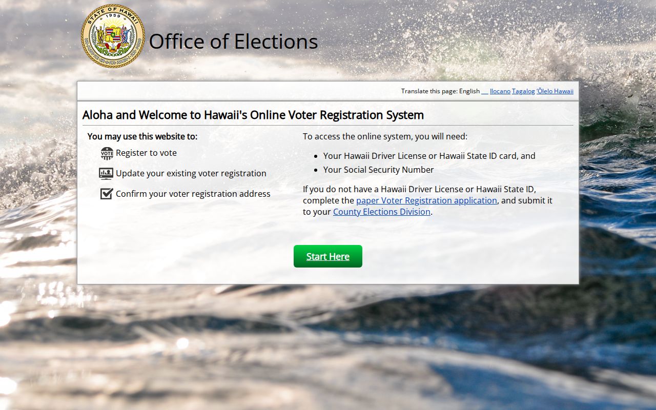 Kaneohe residents directory Hawaii voter registration service