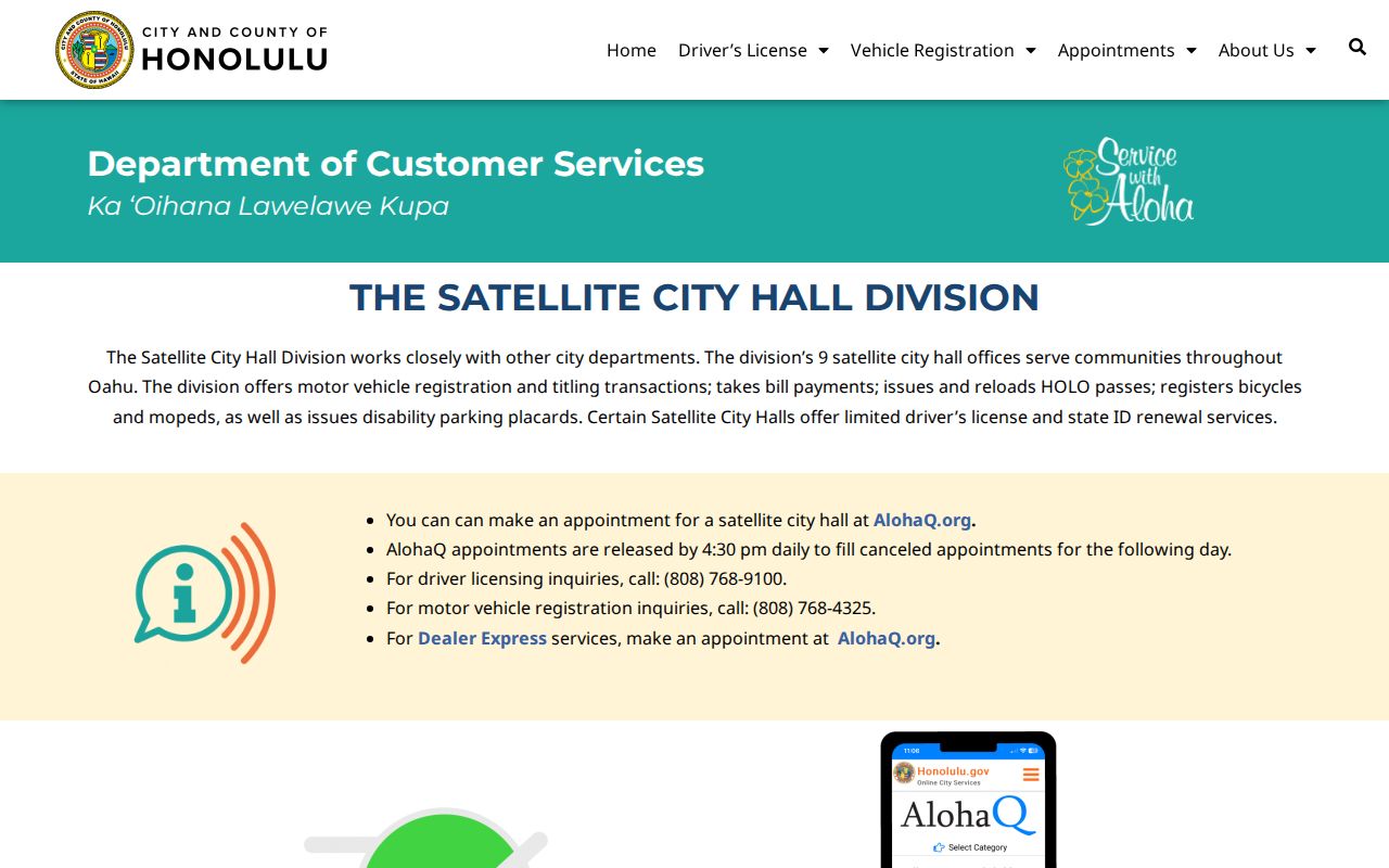 Kaneohe residents directory Windward Satellite City Hall information