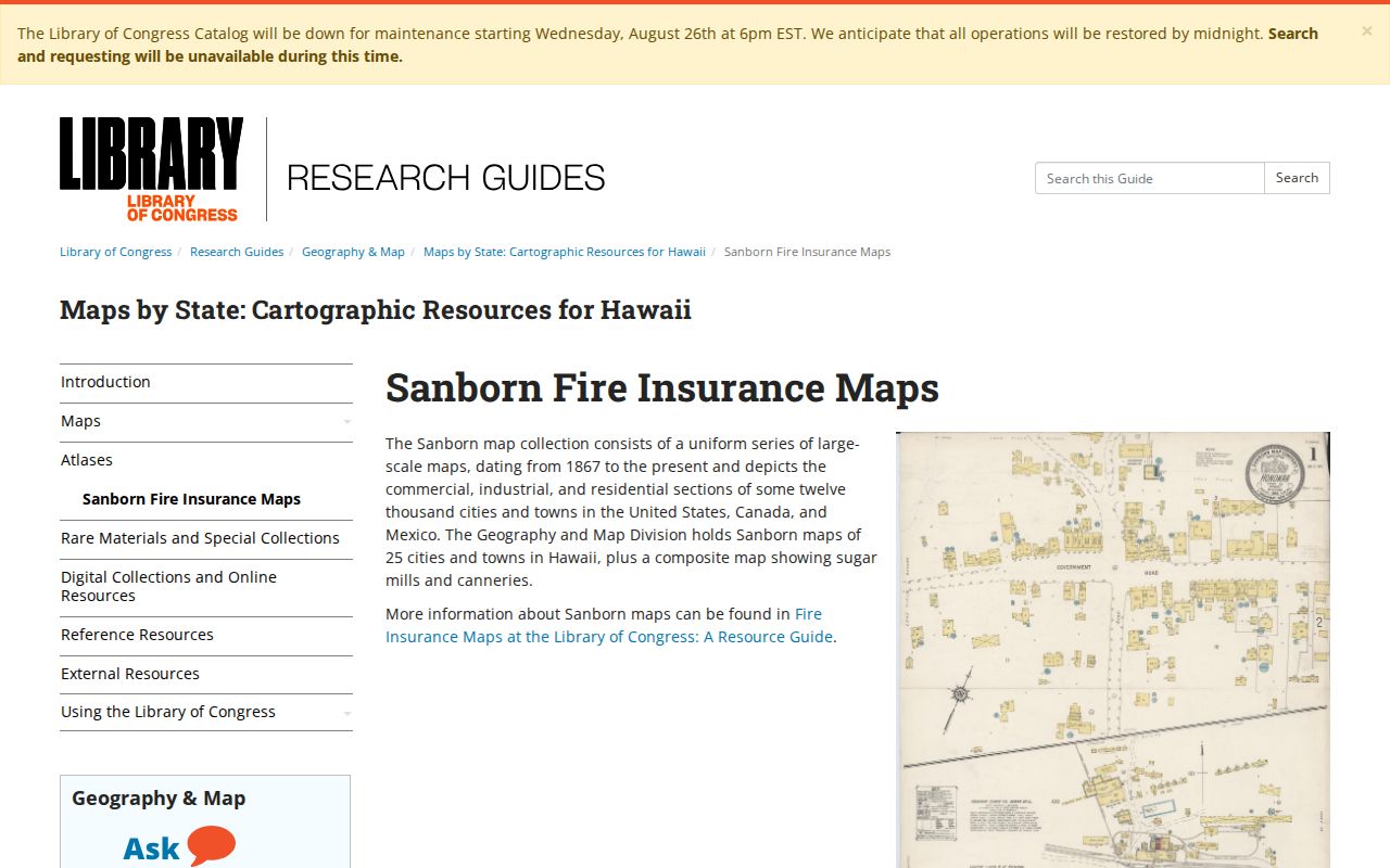Library of Congress guide to Hawaiʻi Sanborn map resources for Kaneohe neighbor research
